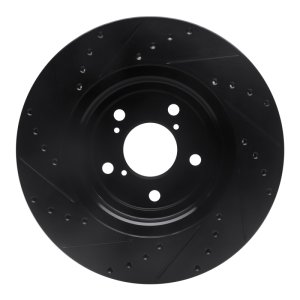 Acura MDX Brake Rotor (1) - Front Right - R1 Concepts - Drilled & Slotted - Black - `17-`20